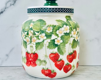 Strawberry Decoupage Cookie Jar: 64oz Kitchen Canister