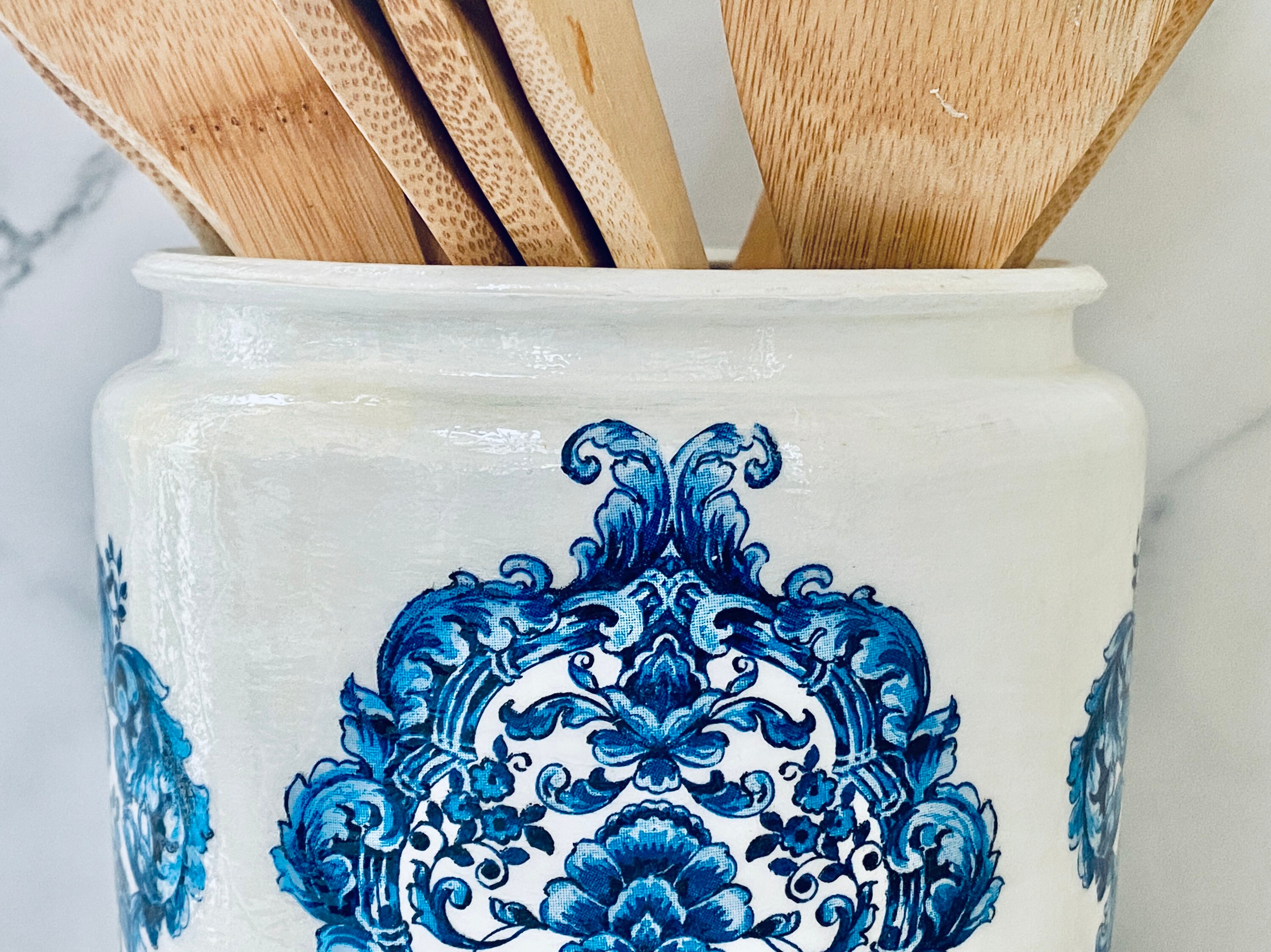 Blue & White Chinoiserie Kitchen Utensil Holder Blue and Etsy