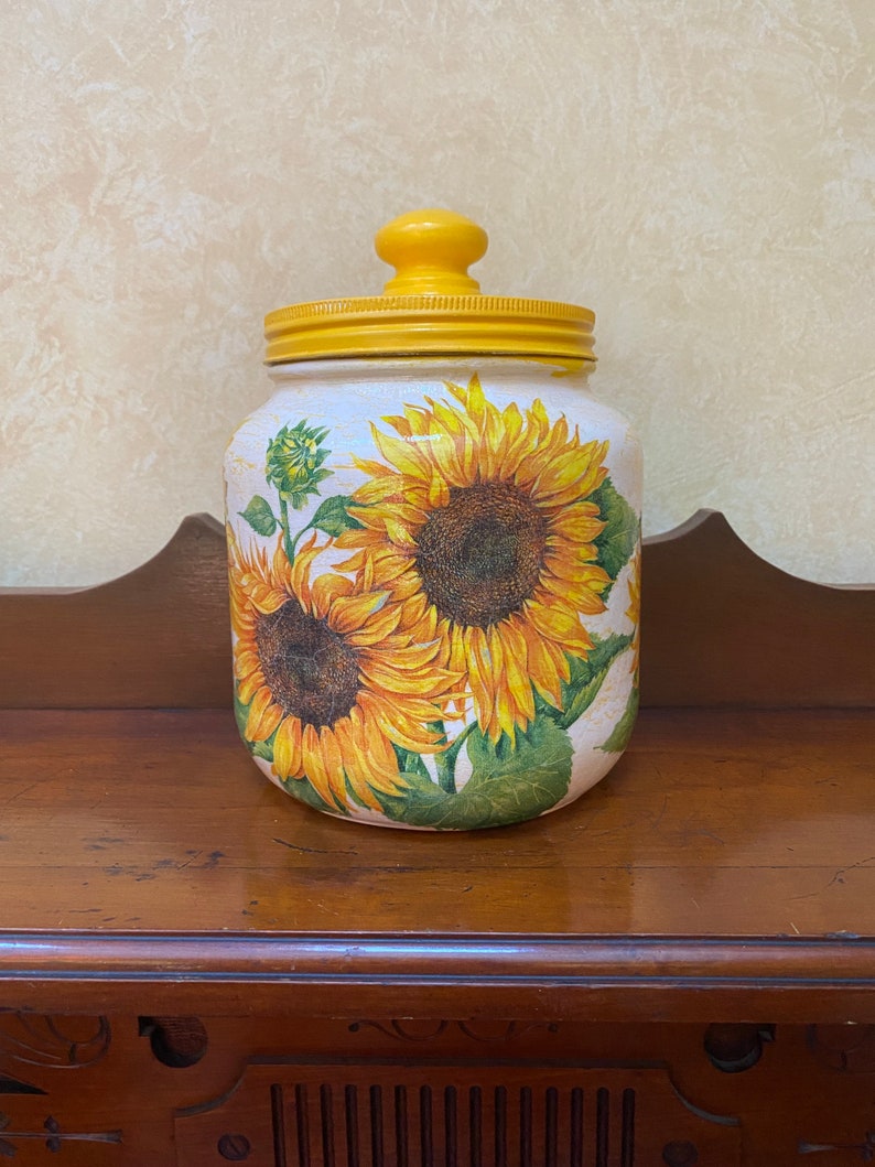 Sunflower Cookie Jar Kitchen Canister Farmhouse Food Etsy