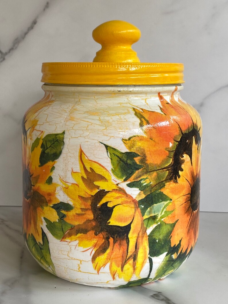 Sunflower Cookie Jar 64ozs 1/2 Gallon H8 X W 6 Etsy