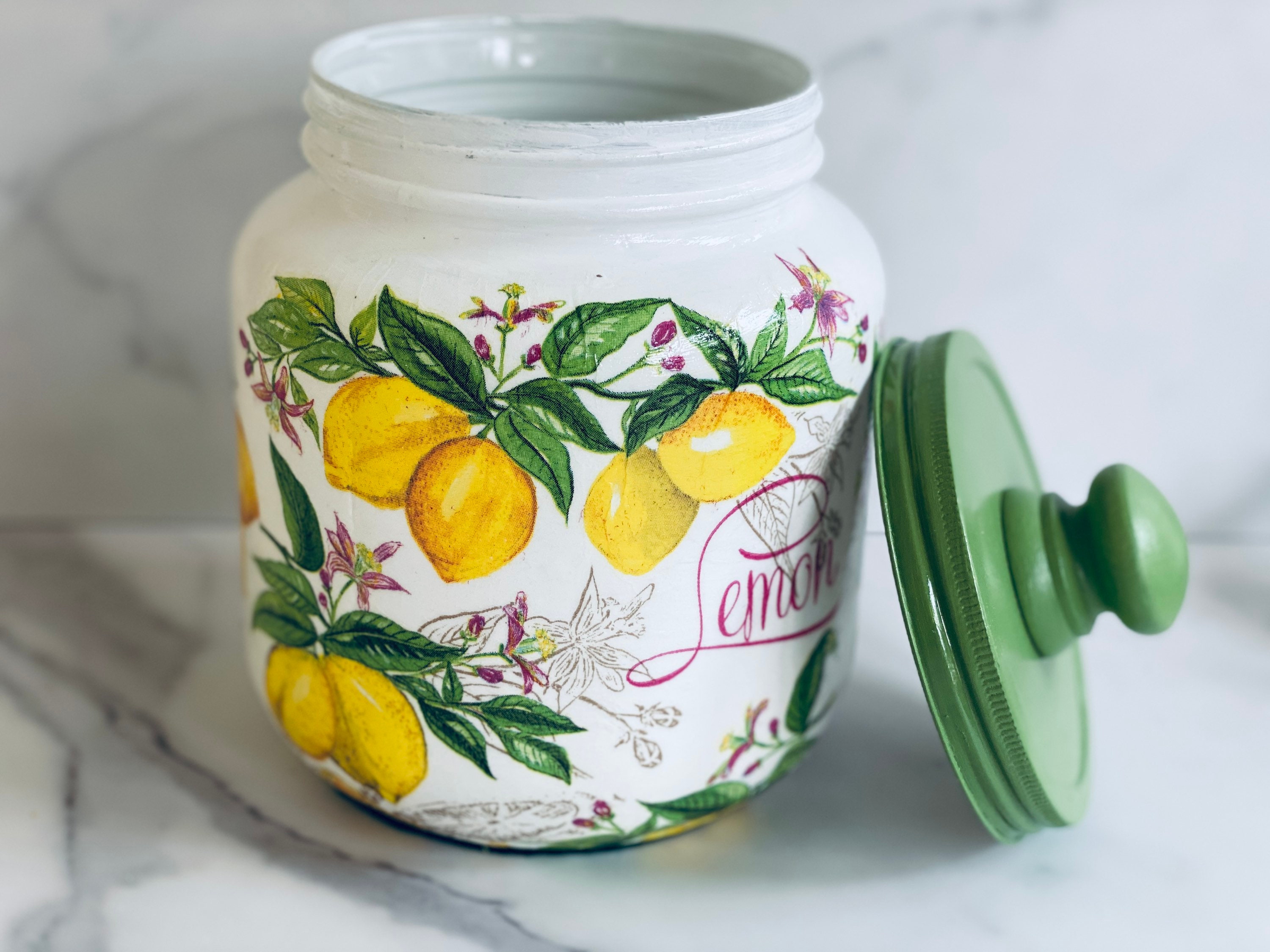 Kitchen Canister. Lemon Themed 1/2 Gallon 64 Ounce H8 X Etsy