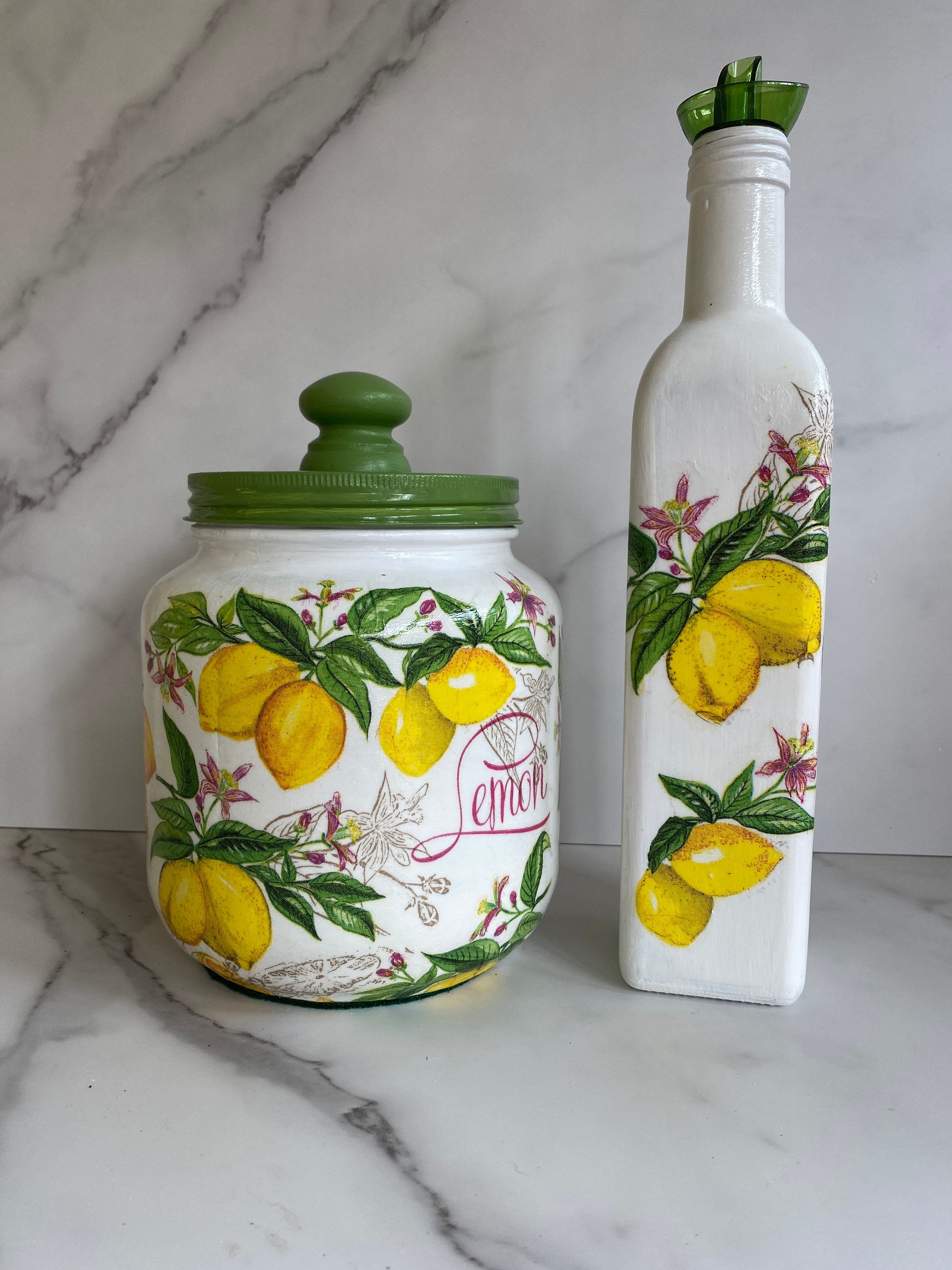 Kitchen Canister. Lemon Themed 1/2 Gallon 64 Ounce H8 X Etsy