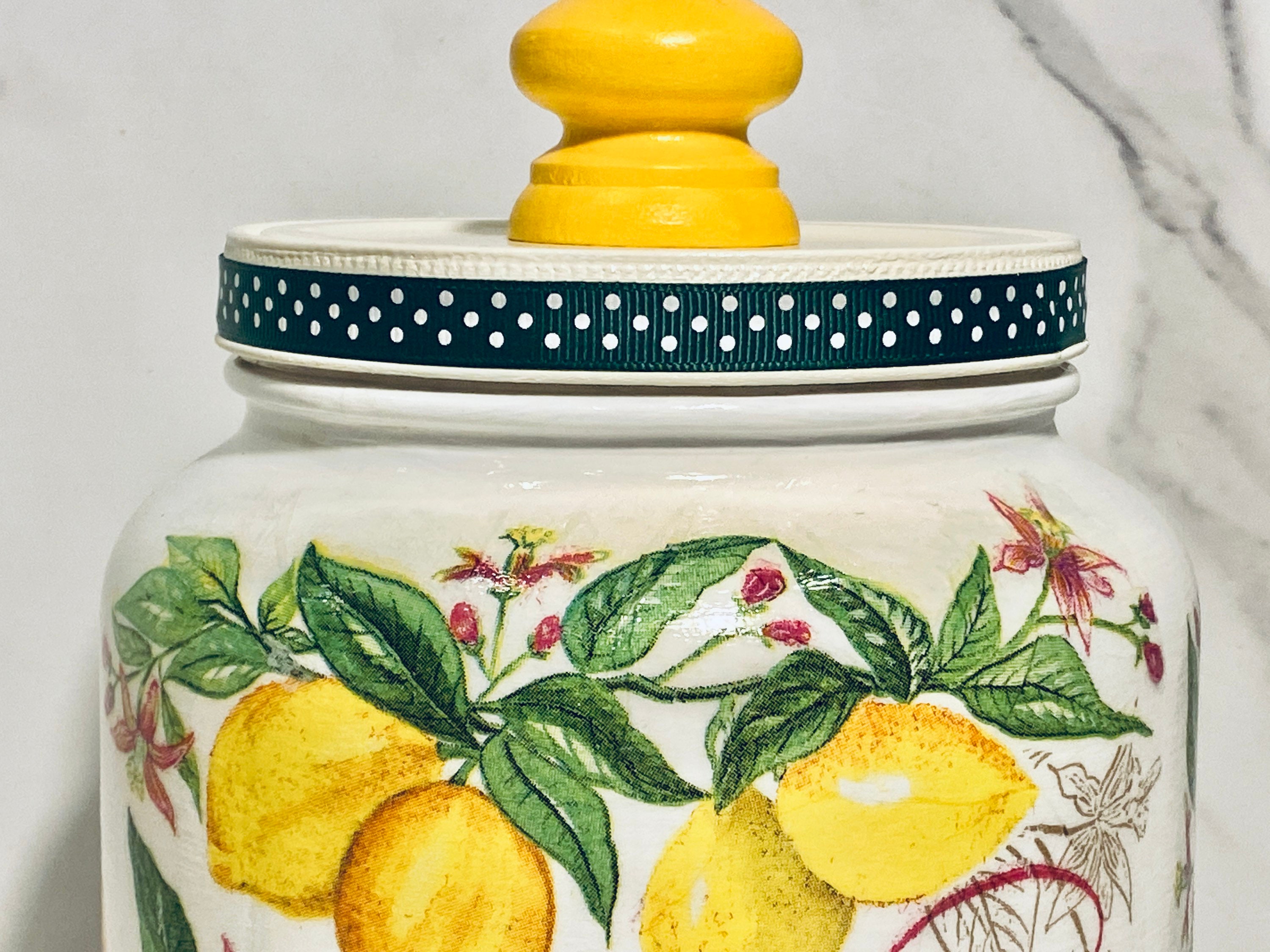 Lemon Cookie Jar Kitchen Canister 1/2 Gallon 64 Ounce H8 Etsy