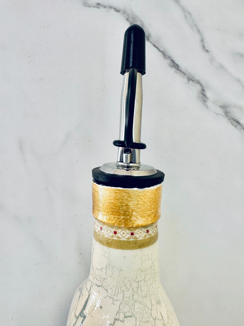 Dispensador de aceite de oliva/vinagre italiano, aceitera, decantador de aceite de oliva mediterráneo, griego, 16 onzas, 11" de alto x 2" de ancho imagen 9