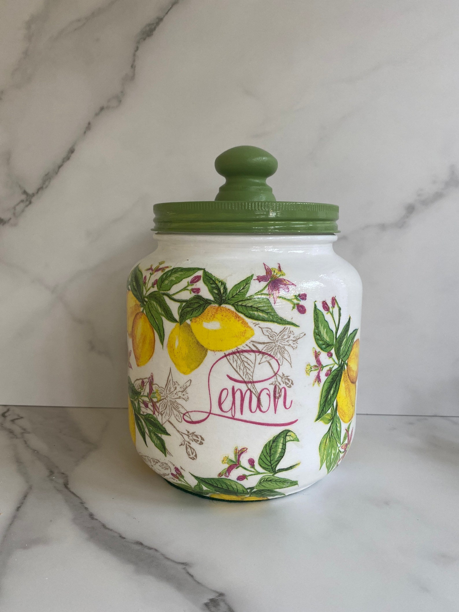 Kitchen Canister. Lemon Themed 1/2 Gallon 64 Ounce H8 X Etsy