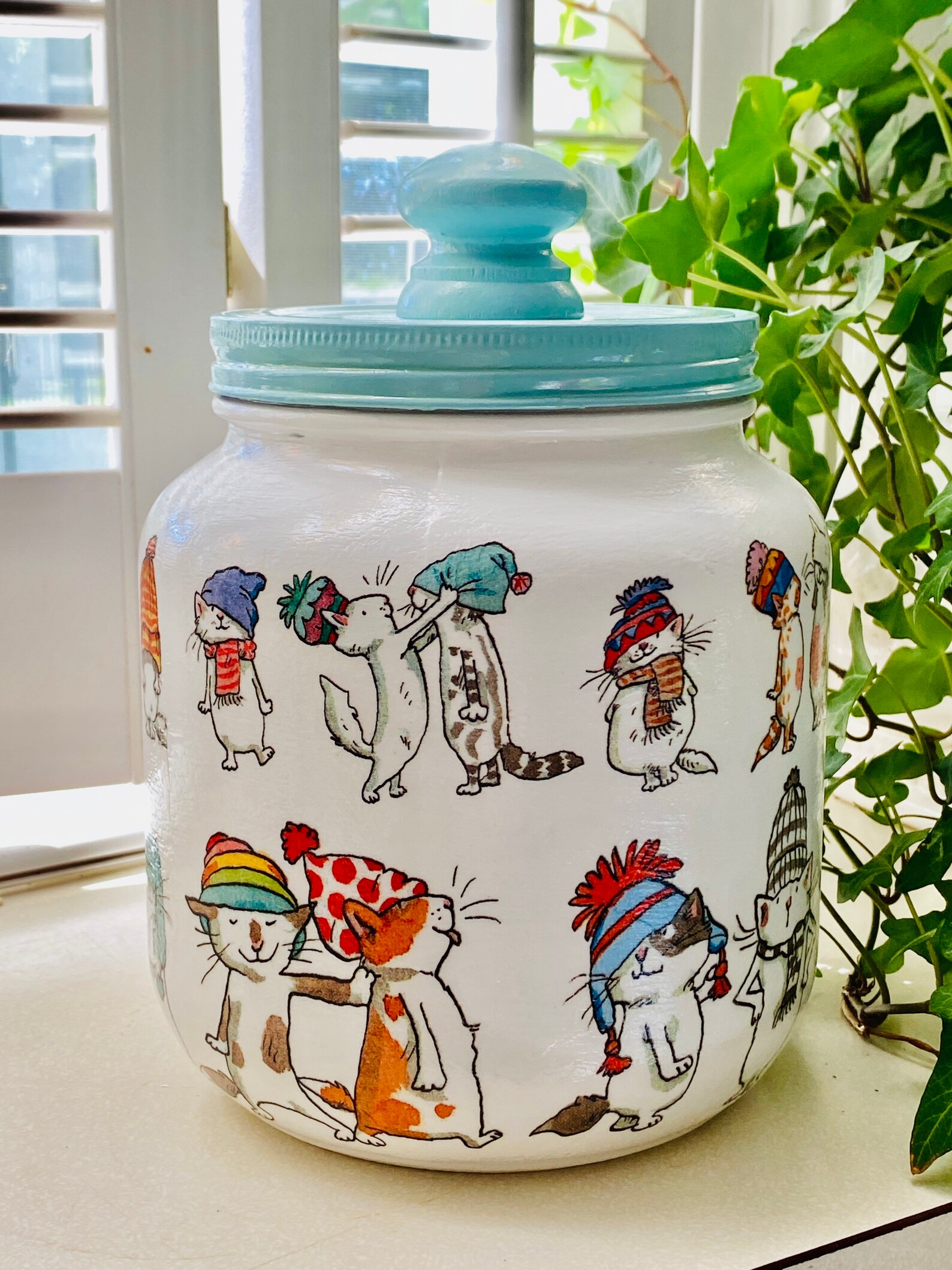 Cat Treat Jar Kitten Snack Jar Dry Storage for Cat Treats Etsy