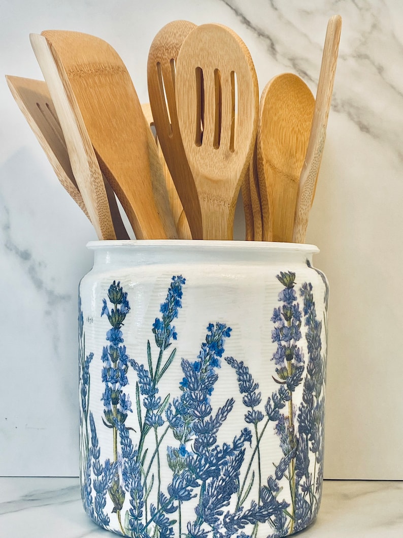 Extra Large French Country Farmhouse Utensil Holder Lavender Etsy