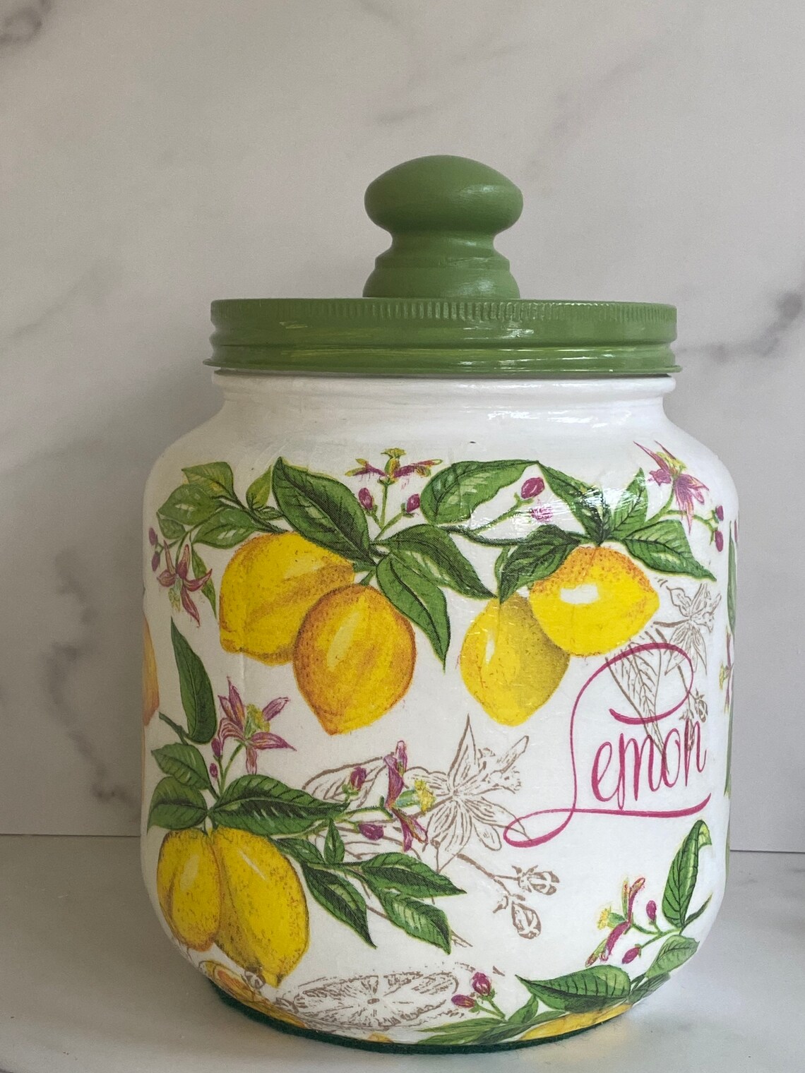 Kitchen Canister. Lemon Themed 1/2 Gallon 64 Ounce H8 X Etsy