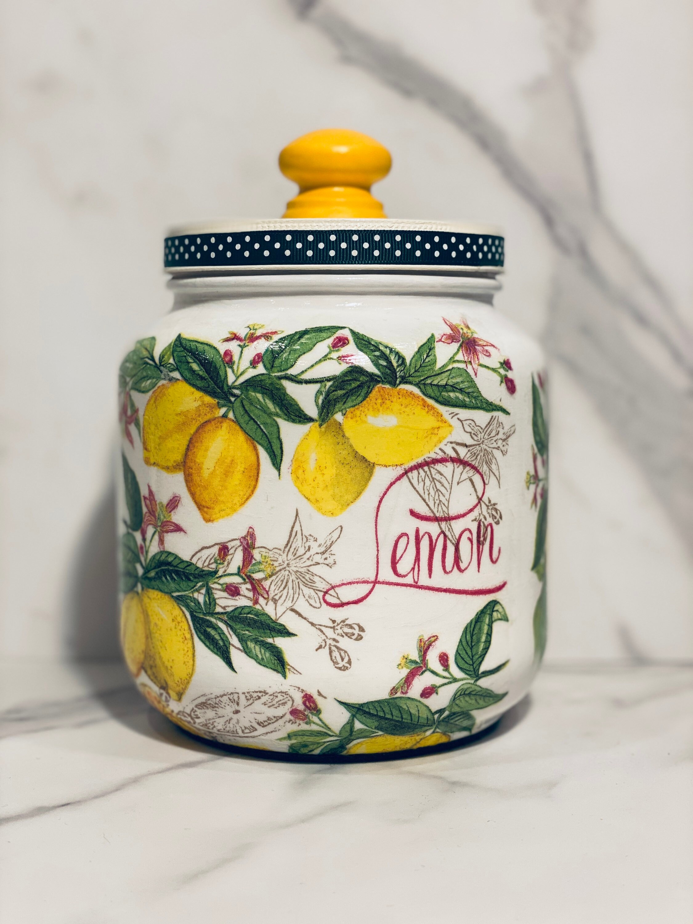 Lemon Cookie Jar Kitchen Canister 1/2 Gallon 64 Ounce H8 Etsy