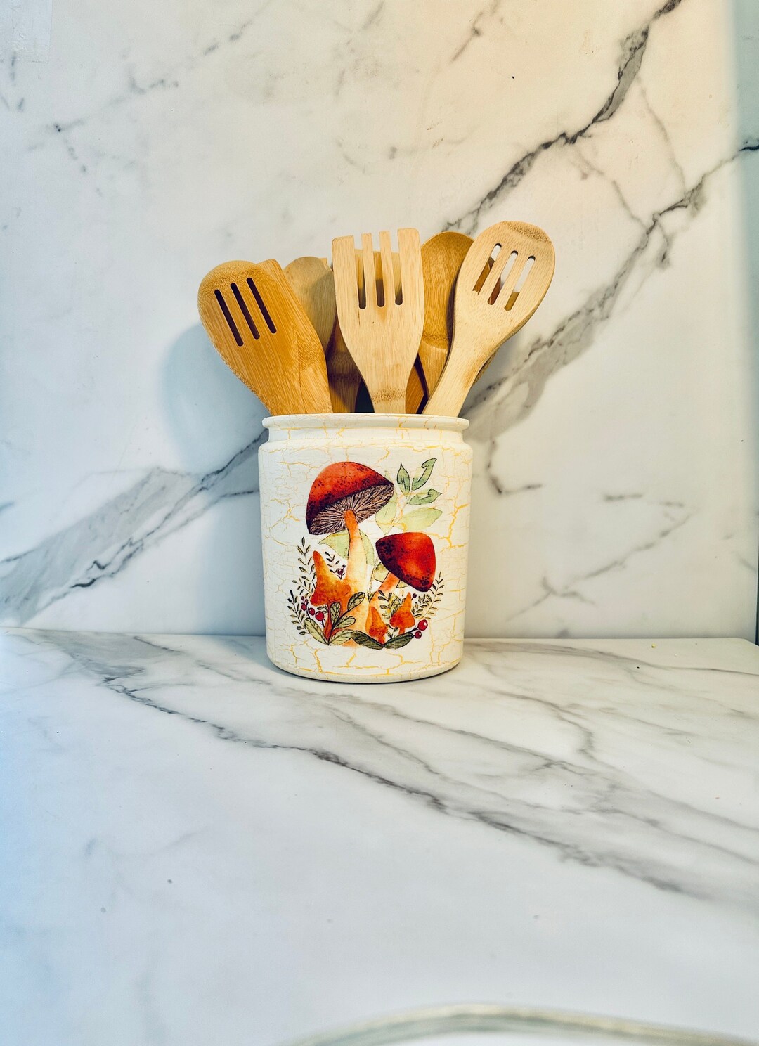 Mushroom Utensil Holder: French Country Farmhouse, Cottage Decor. This ...