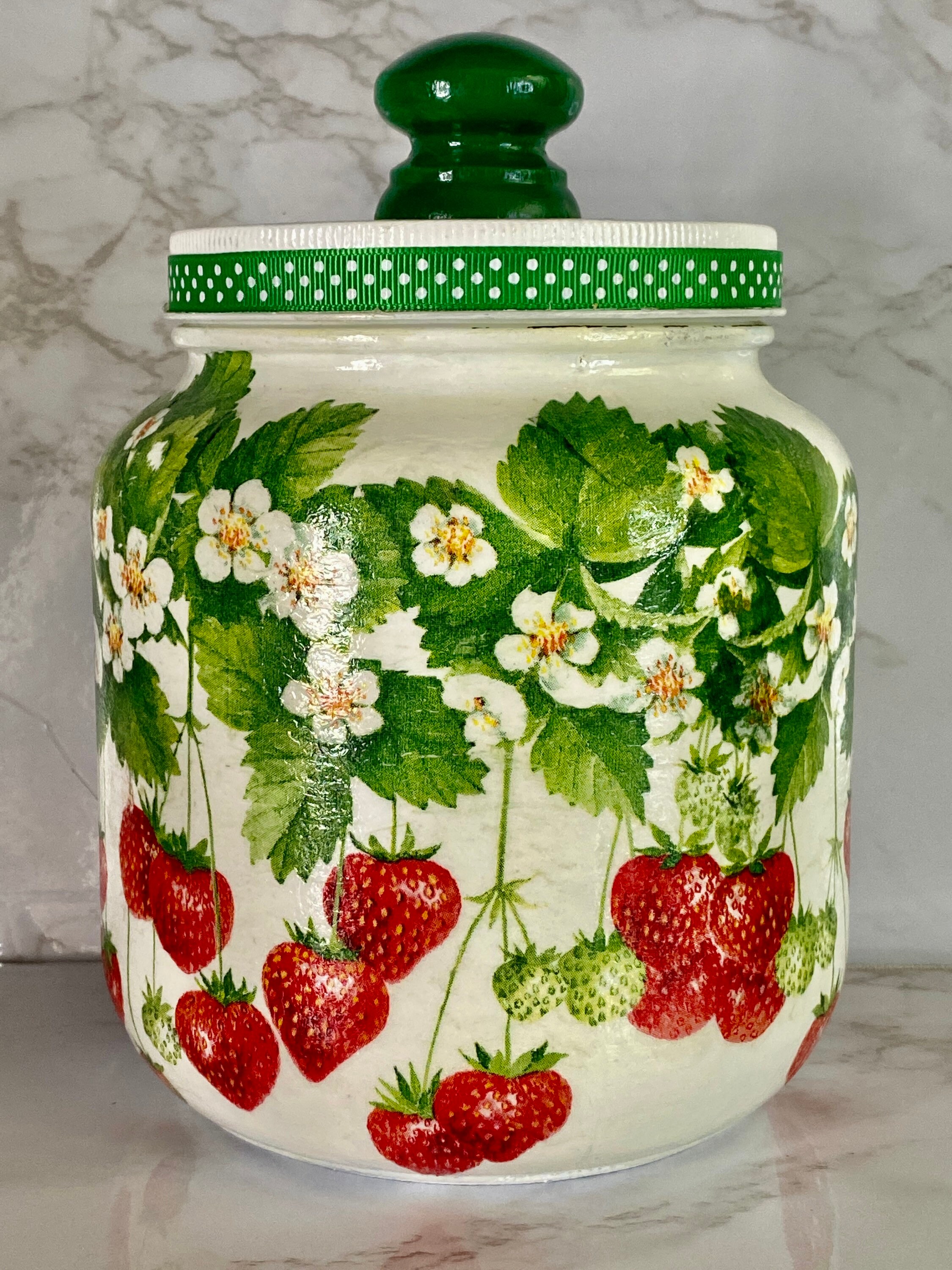 Strawberry Cookie Jar 1/2 Gallon 64 Oz H8 X W6 Etsy