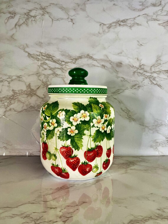 Strawberry Cookie Jar 1/2 Gallon 64 Oz H8 X W6 Etsy