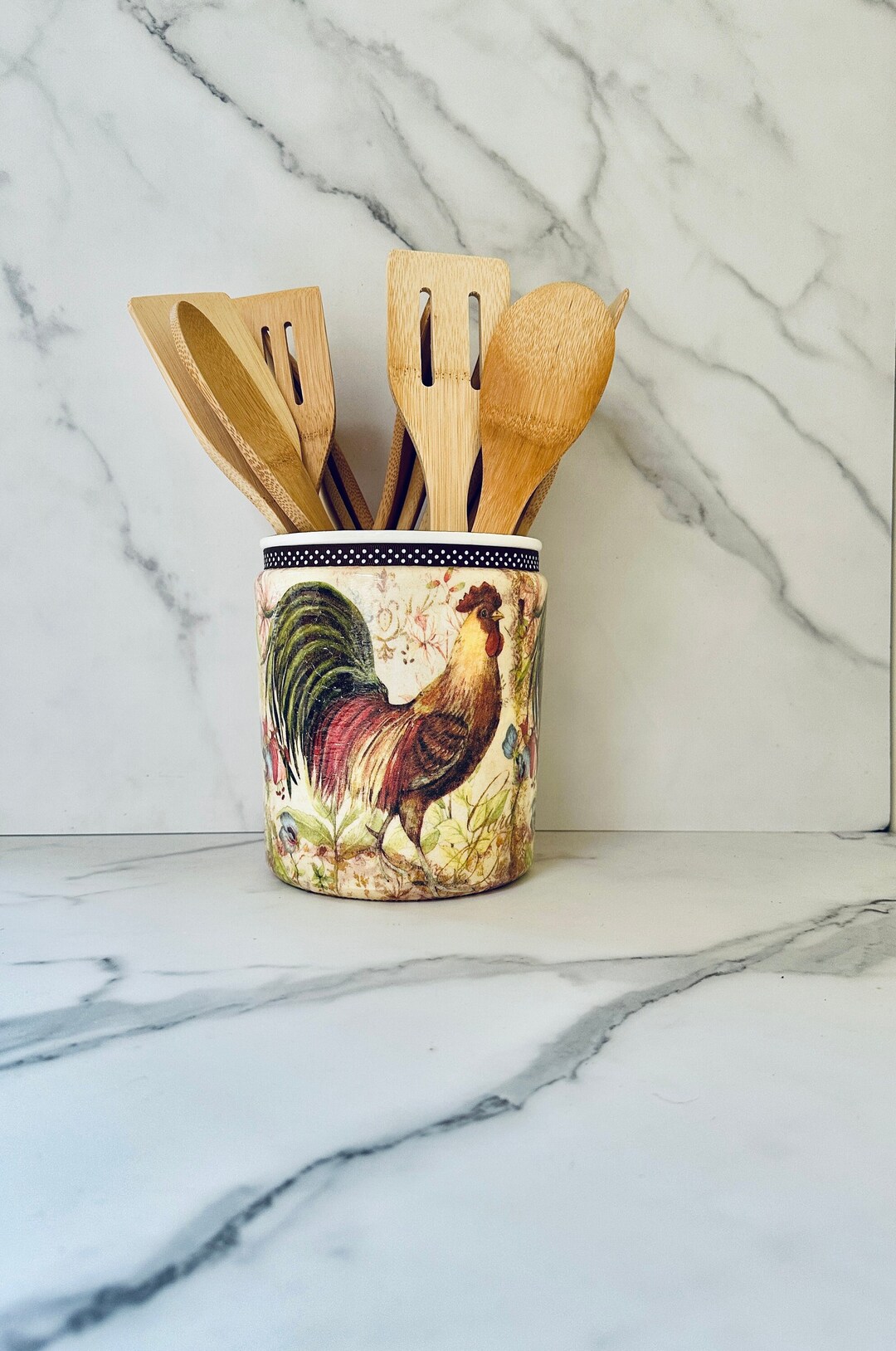 Roosters Kitchen Utensil Holder, Rooster Utensil Caddy, Rooster Utensil