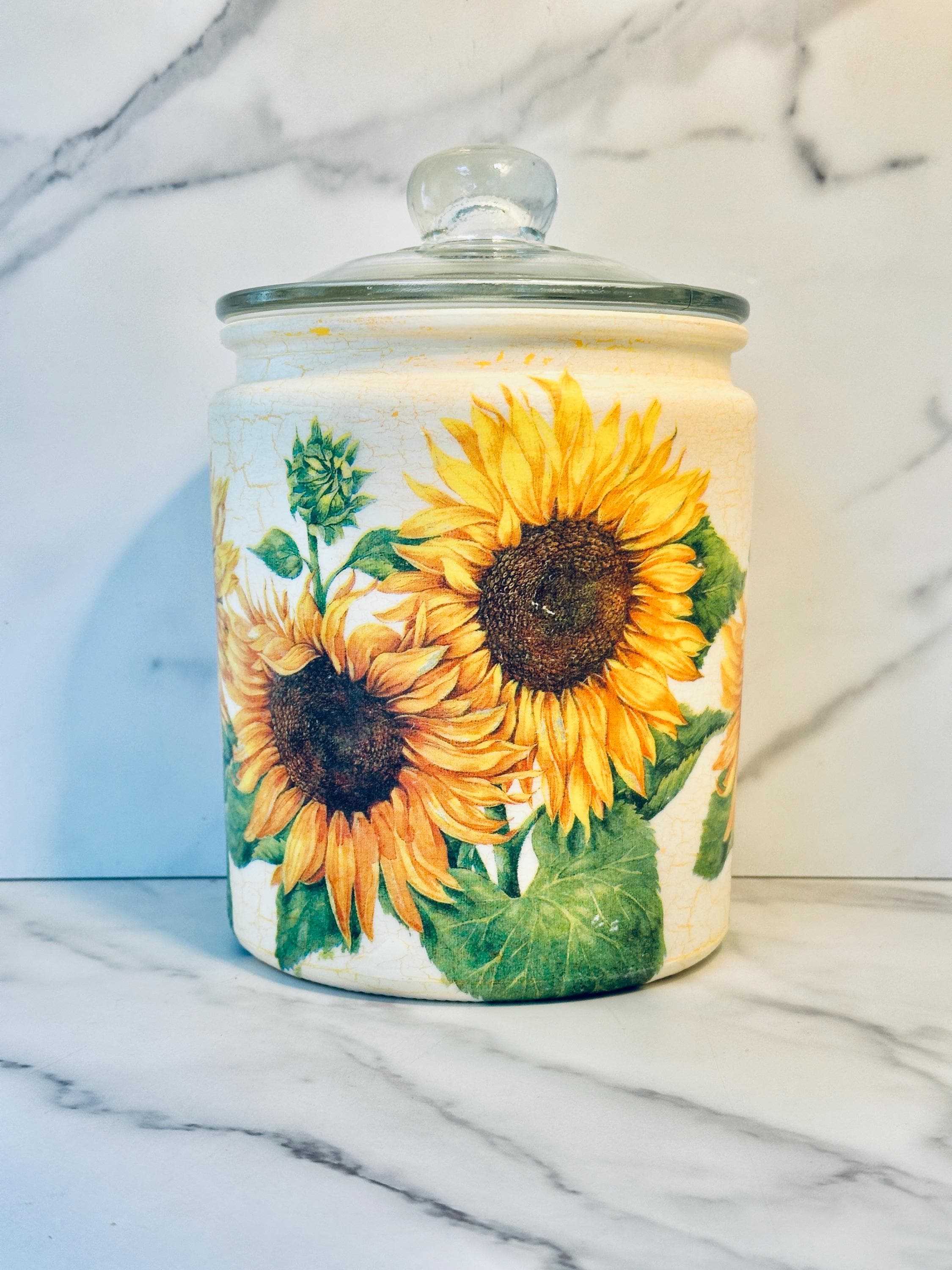 Sunflower Cookie Jar: Sunflower Kitchen Canister, Dry Food Storage