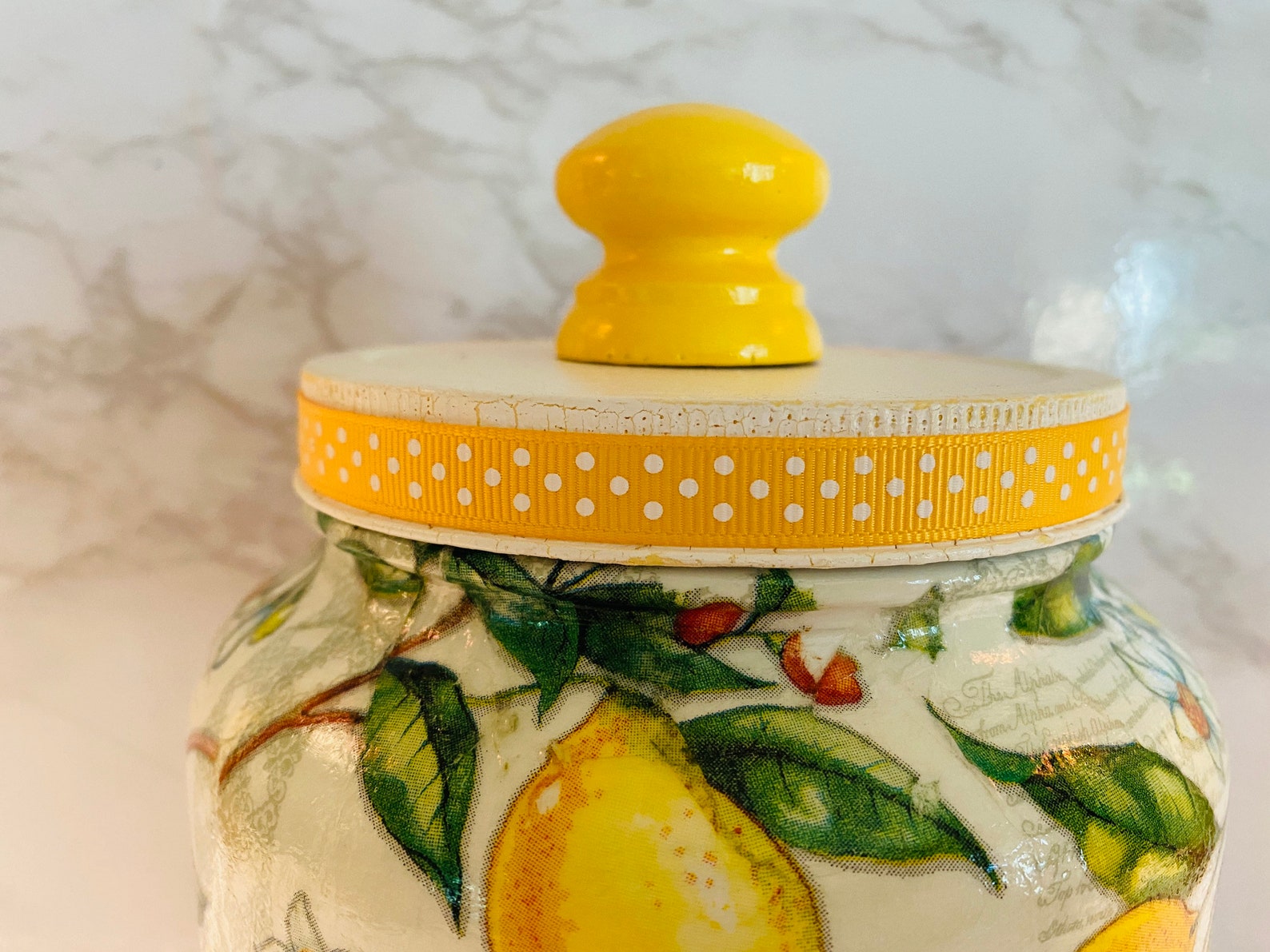 Kitchen canister Bright yellow lemon themed 1/2 gallon Etsy