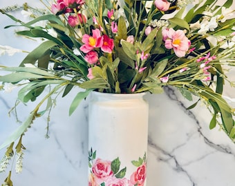 Floral Chinoiserie Vase, French country style vase,  Farmhouse style vase, Blue and white vase, 11"Hx4"W, make your choise, Handmade in USA,