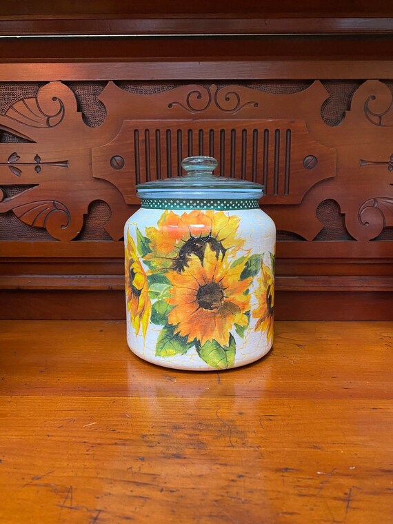 Sunflower Cookie Jar Kitchen Canister 64ozs 1/2 Gallon Etsy