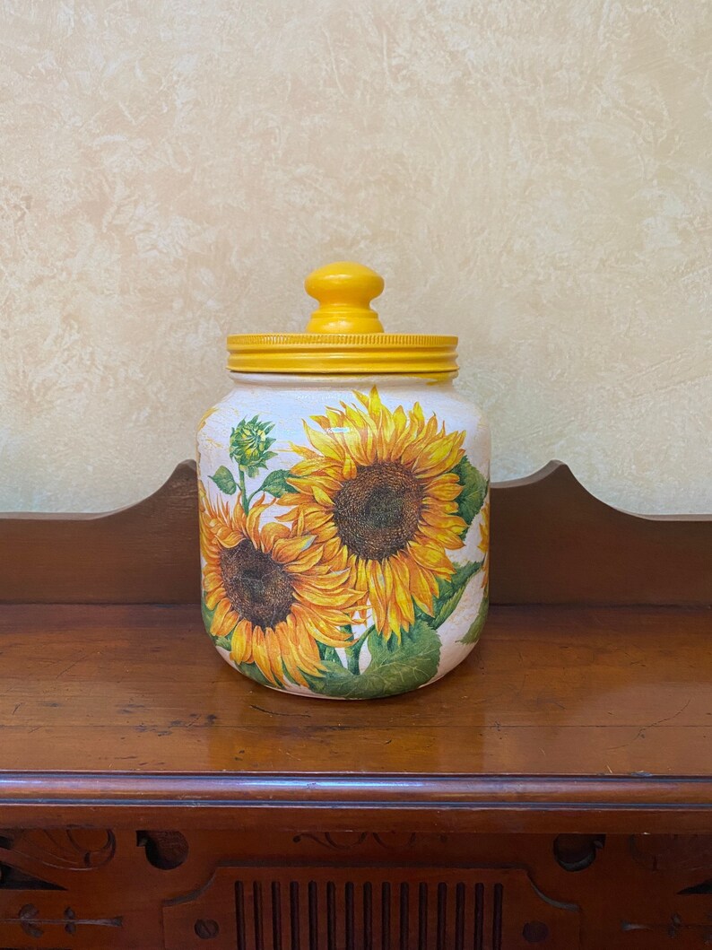 Sunflower Cookie Jar Kitchen Canister Farmhouse Food Etsy