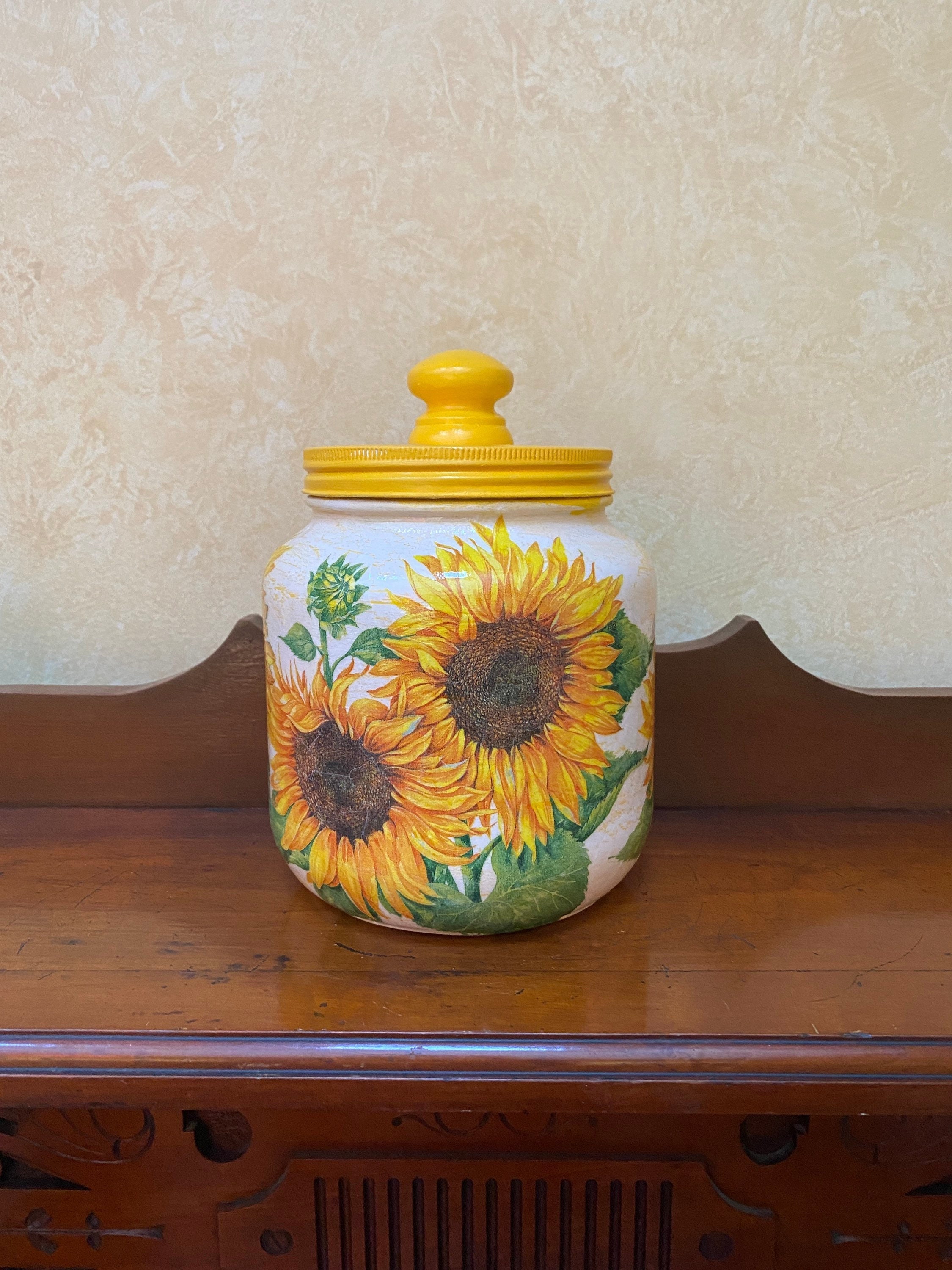 Sunflower Cookie Jar Kitchen Canister Farmhouse Food Etsy