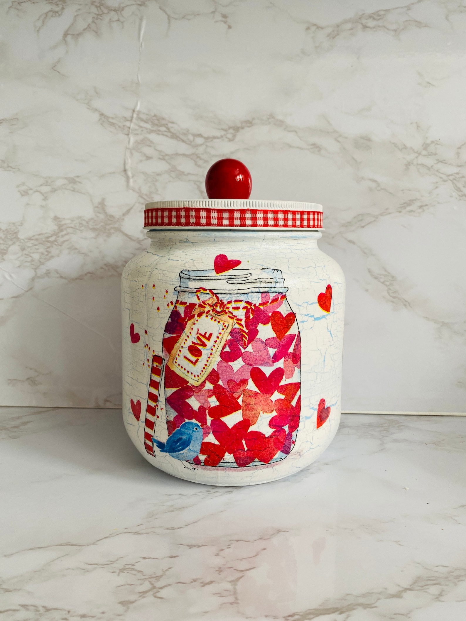 Kitchen canister Red Hearts and Love themed. 64 ounce 1/2 Etsy