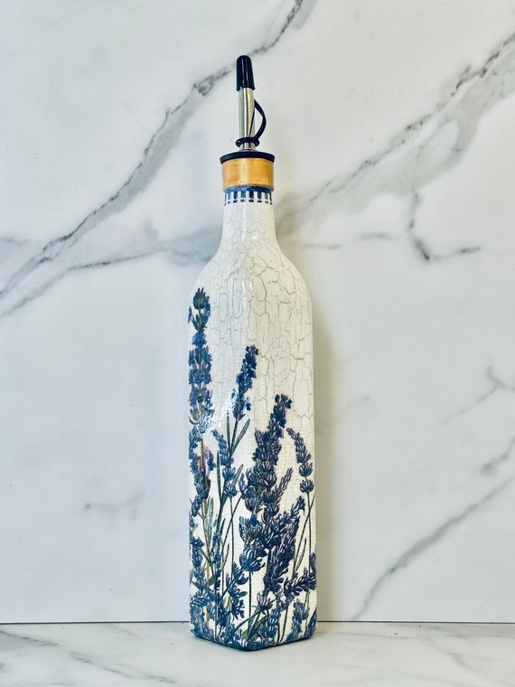 Lavender Garden Oil Dispenser: Mediterranean Decoupage Cruet