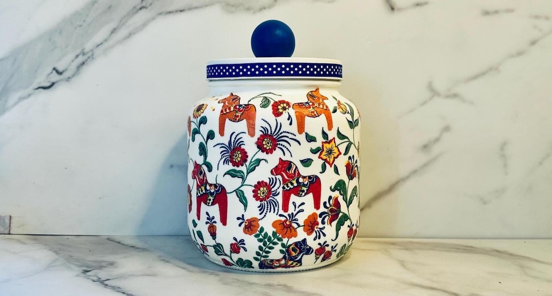 Curated visual reference: Visual Reference: Scandinavian Dala Horse Cookie Jar Nordic Kitchen Decor Scandinavian Kitchen