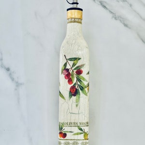 Dispensador de aceite de oliva/vinagre italiano, aceitera, decantador de aceite de oliva mediterráneo, griego, 16 onzas, 11" de alto x 2" de ancho imagen 2