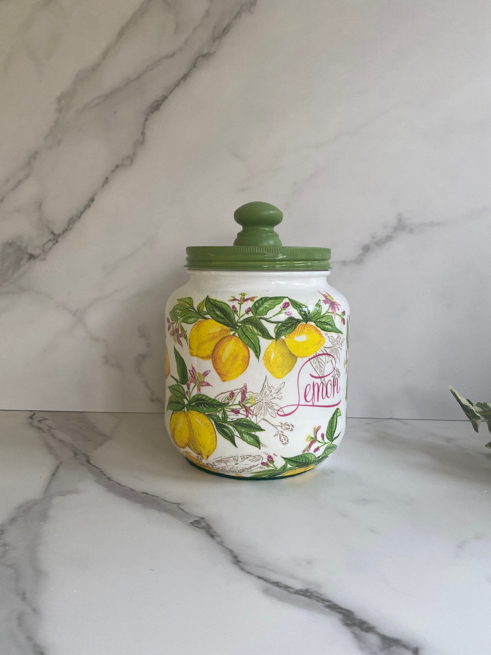 Kitchen Canister. Lemon Themed 1/2 Gallon 64 Ounce H8 X Etsy