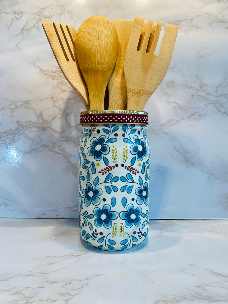 French Country Farmhouse Kitchen Utensil Holder Cannister Etsy