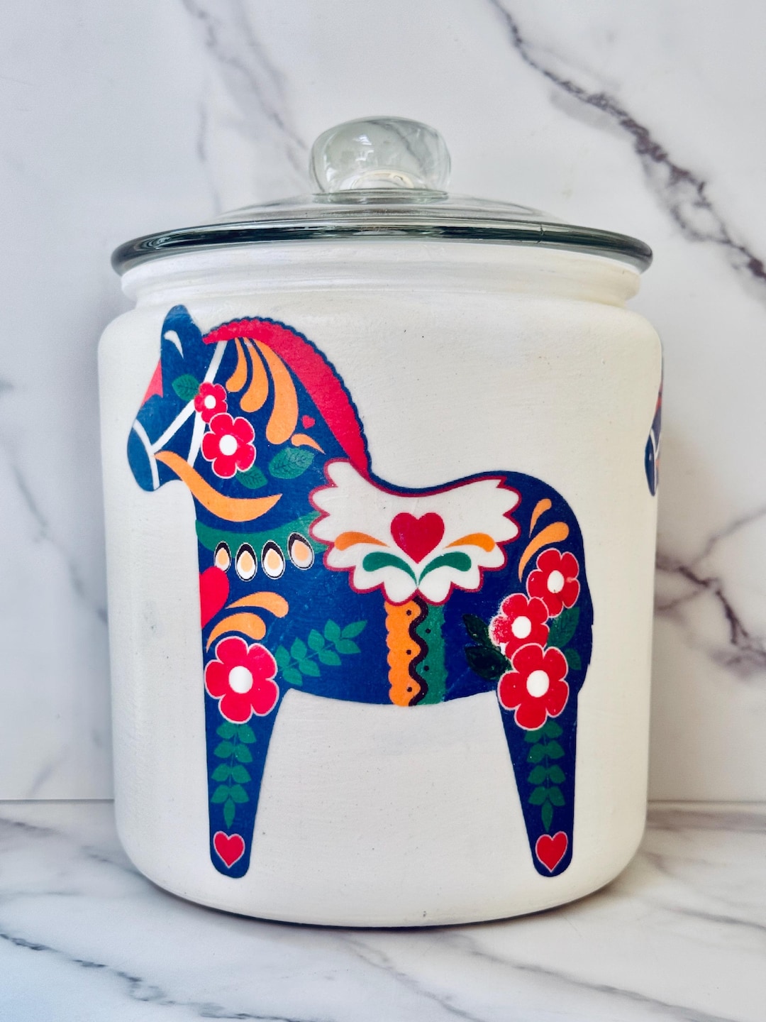 Photo inspiration: Decorating A Scandinavian Cookie Jar Reference: Extra Large Dala Horse Canister Scandinavian Cookie Jar Nordic Tea