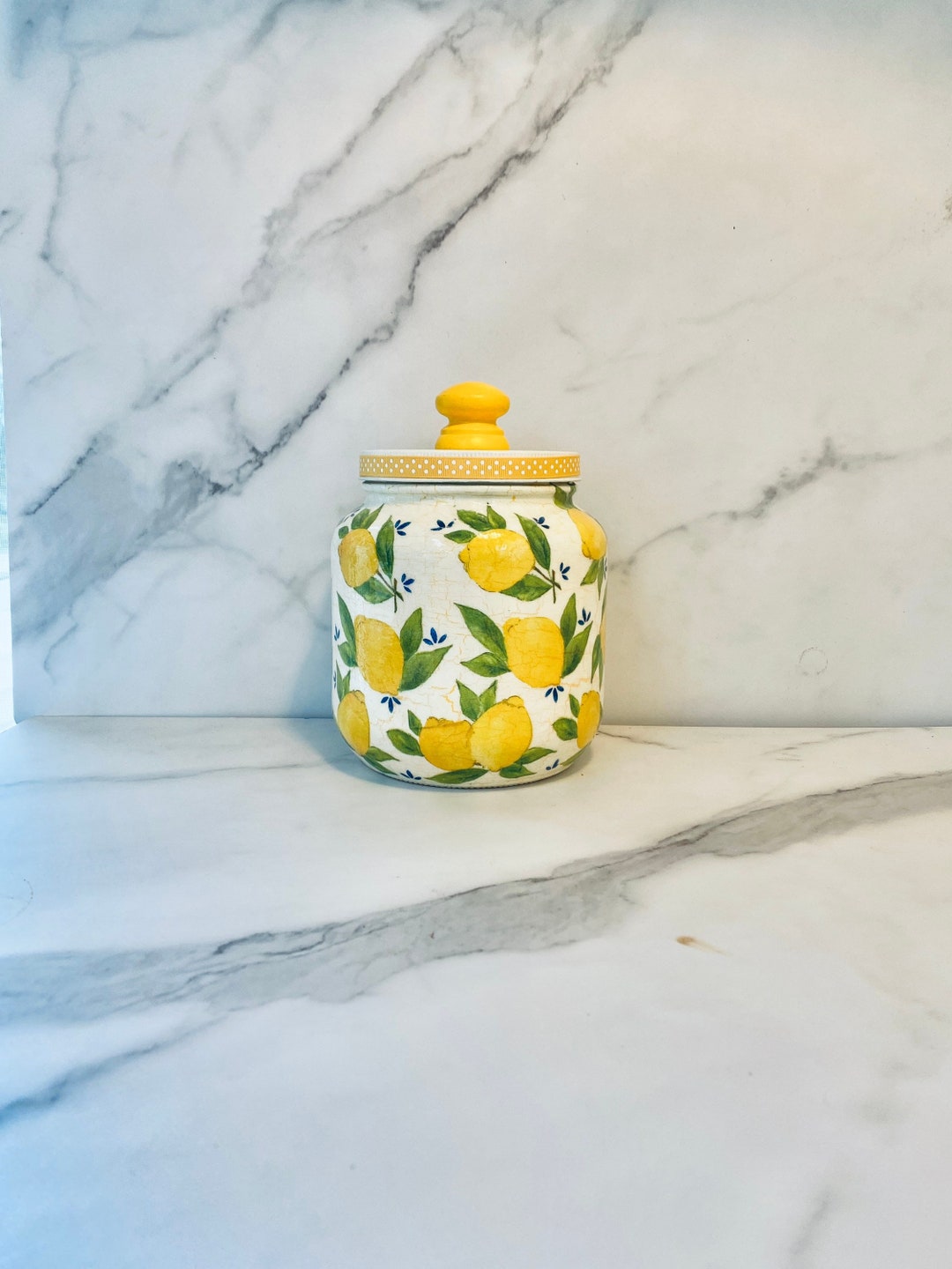 Lemon Cookie Jar, Kitchen Canister, Cookie Jar 1/2 Gal. Glass Jar, 64 Oz, H8xw6, Container for