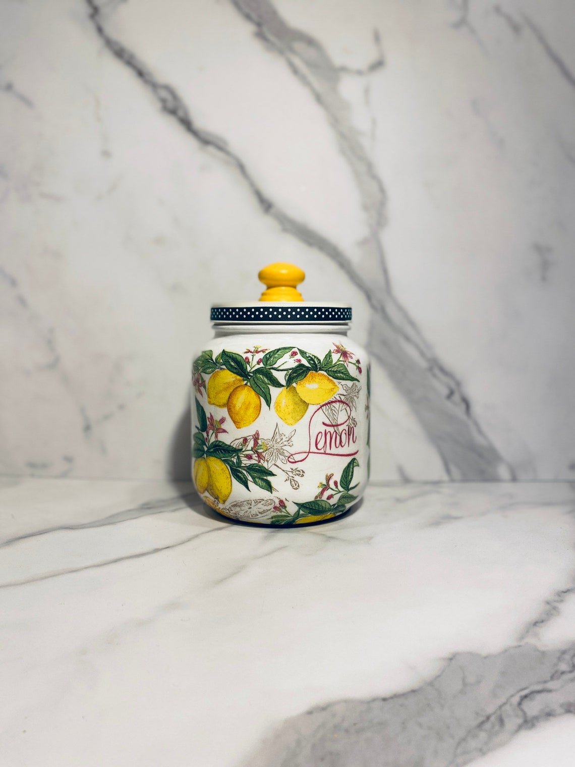 Lemon Cookie Jar Kitchen Canister 1/2 Gallon 64 Ounce H8 Etsy