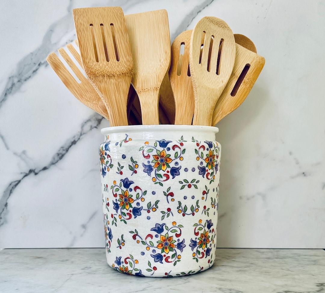 This French Country Utensil Holder, French Farmhouse Caddy, French