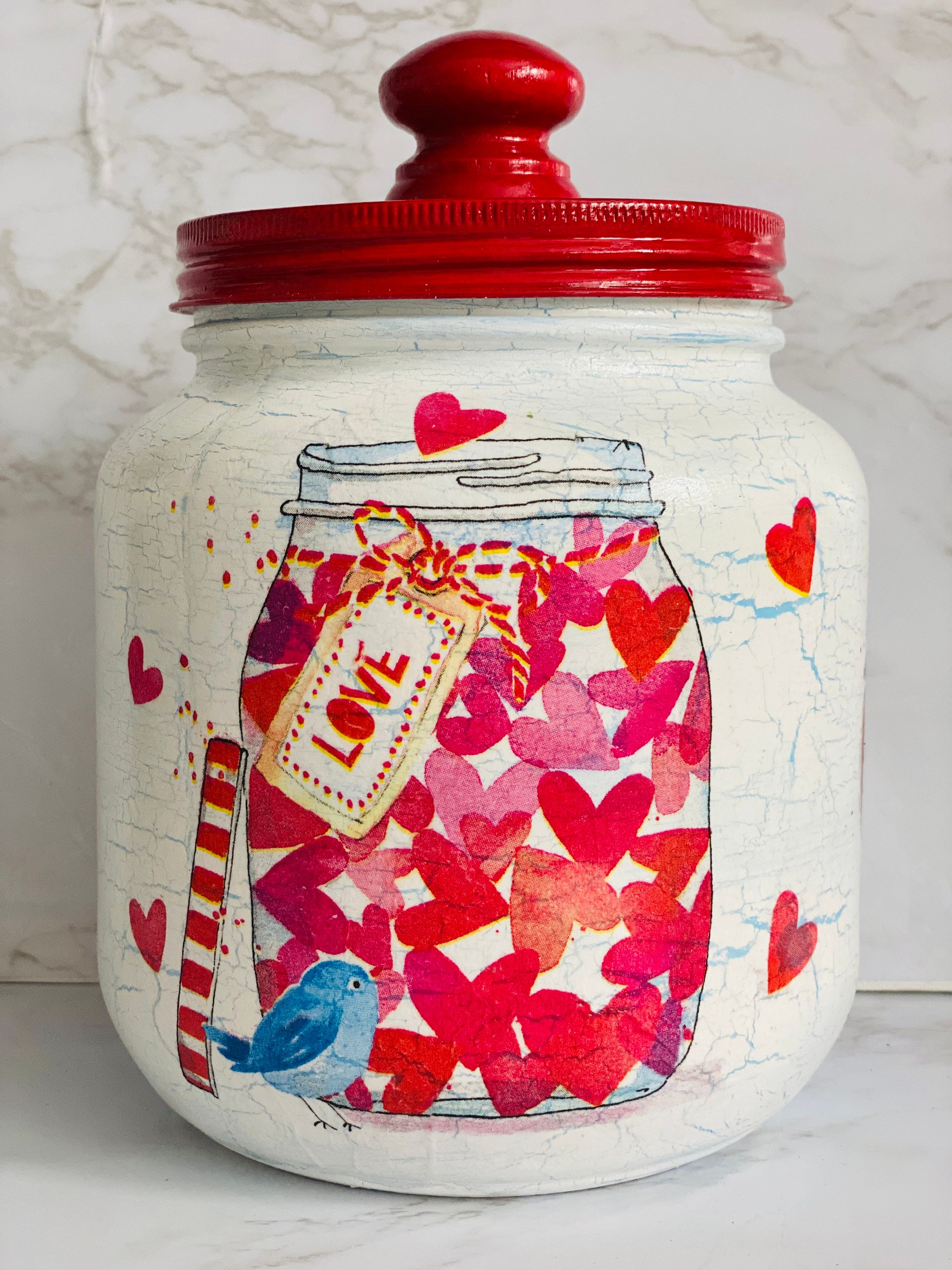 Kitchen canister Red Hearts and Love themed. 64 ounce 1/2 Etsy