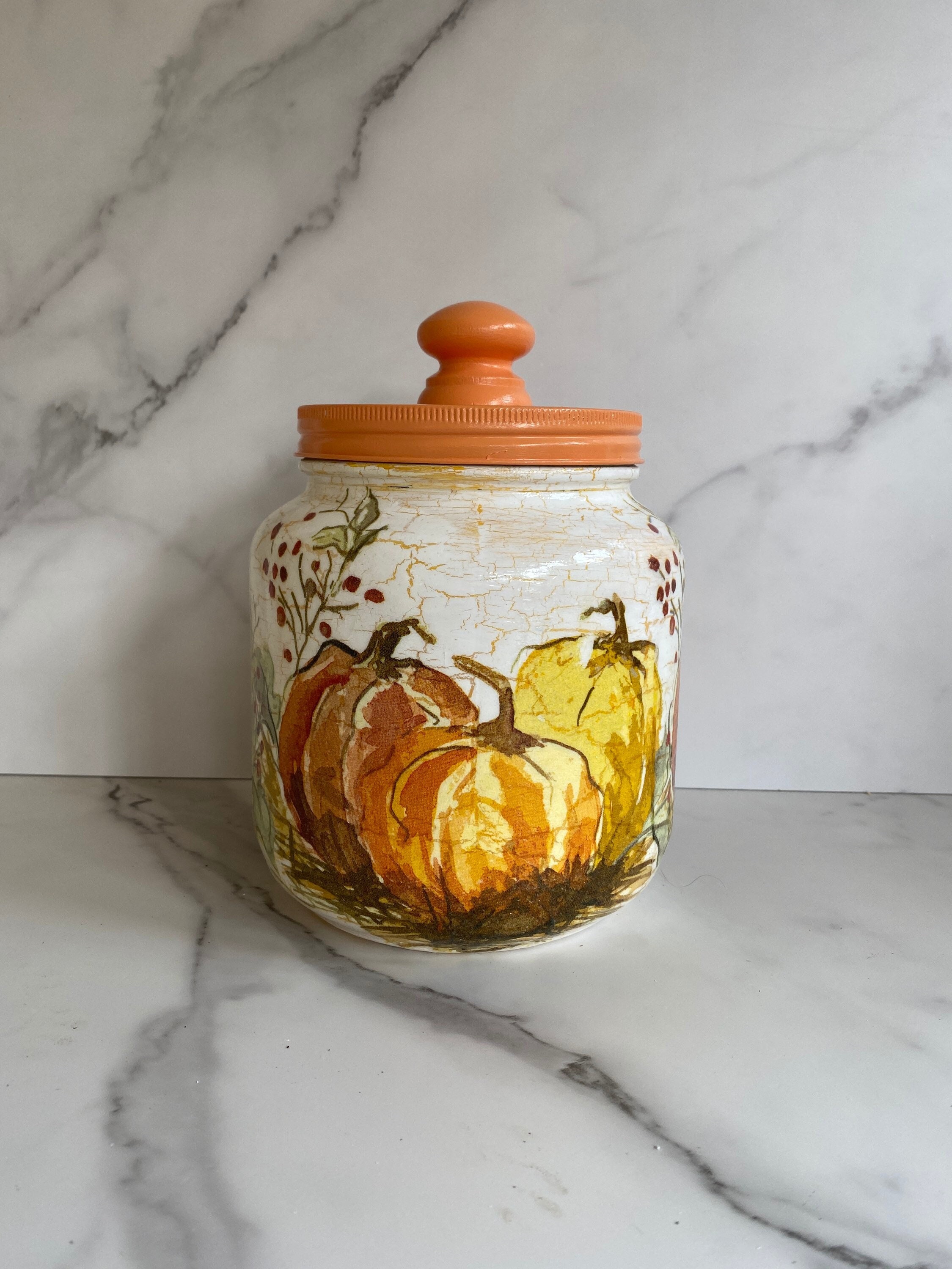Vintage Anchor Hocking Clear Glass Pumpkin cookie Jar with Lid Cover –  wherethefoundthingsare