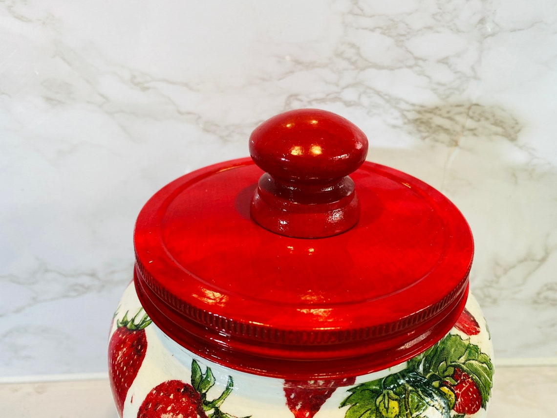 Strawberry Cookie Jar 1/2 Gallon 64 Ounce H8 X Etsy