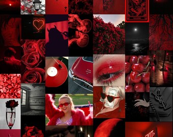 Red Art Collage Etsy