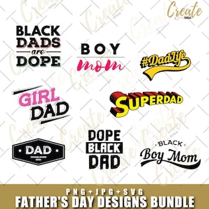 Paquete de diseño de día del padre afroamericano svg y png clipart padre padre papá sublimación, tobogán de agua, archivos de diseño cricut