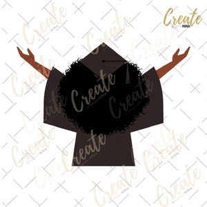 Graduates African American Black Woman Brown design clip art for sublimation design downloads PNG SVG JPG Black Owned Shops Cap and Gown