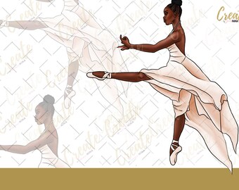 Melanin Girl Magic Graphics Afro African American clip art Download Black Ballerina Clipart png