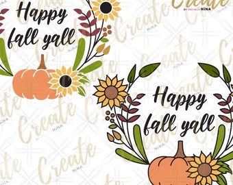 It's Fall Yall pumpkin truck sunflower svg png jpg clipart for Autumn Commercial Graphics Sublimation Designs Downloads