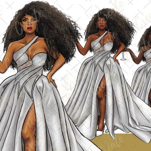 Curvy Dark Skin Afro Fashion Mädchen Clipart, Party African American Clip Art für Sublimation Design Downloads png Black Owned Shops -The Ruler