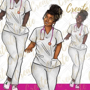 Black Nurse Clipart Dark Skin African American Girl Clip Art - Etsy
