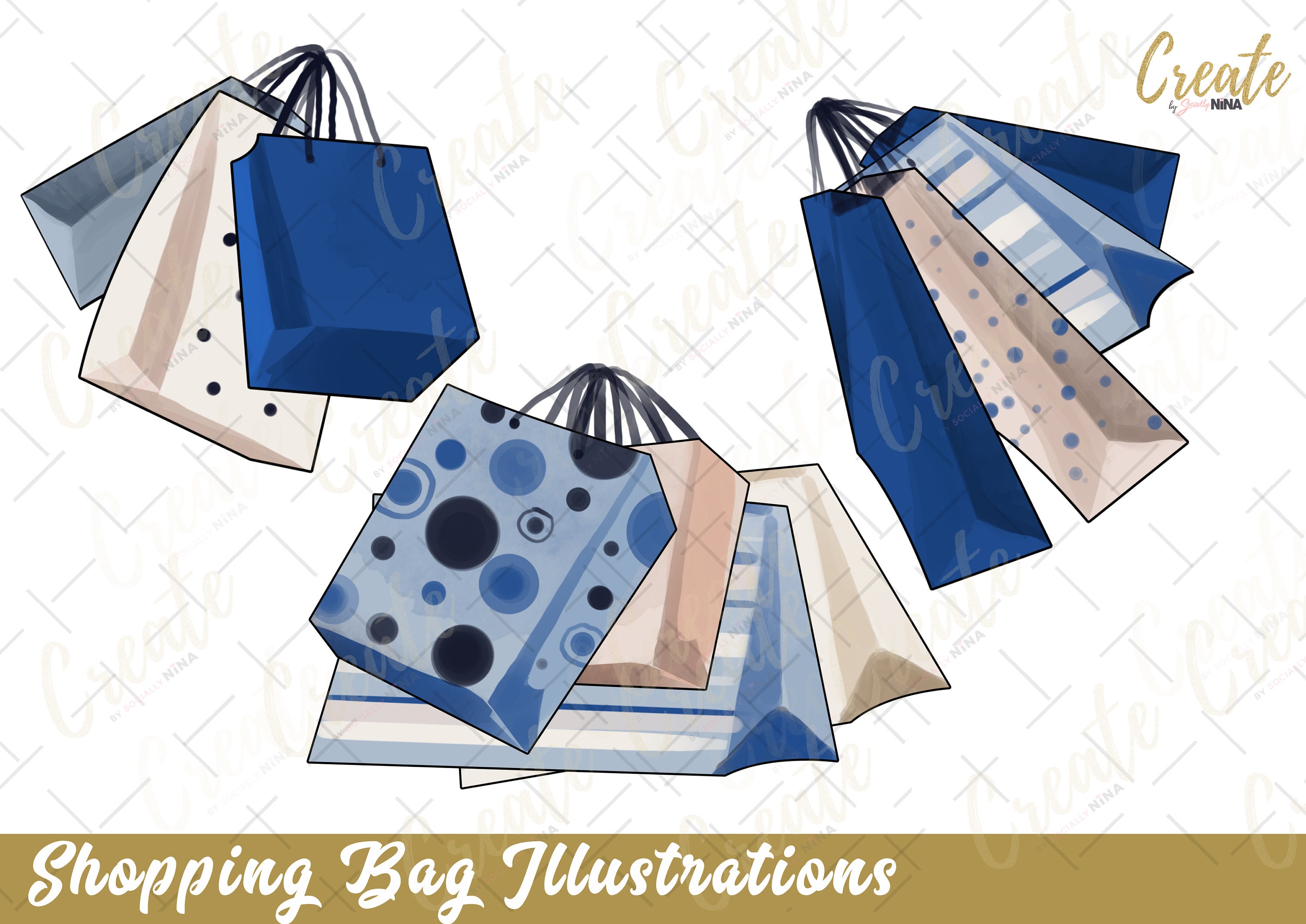 Hand Illustrated Shopping Bags Png Sublimation Designs Downloads,  Commercial Use Graphics, Black Owned Shops 