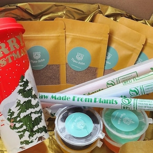 Christmas Bubble Tea Kit, Popping Boba, Compostable Straws
