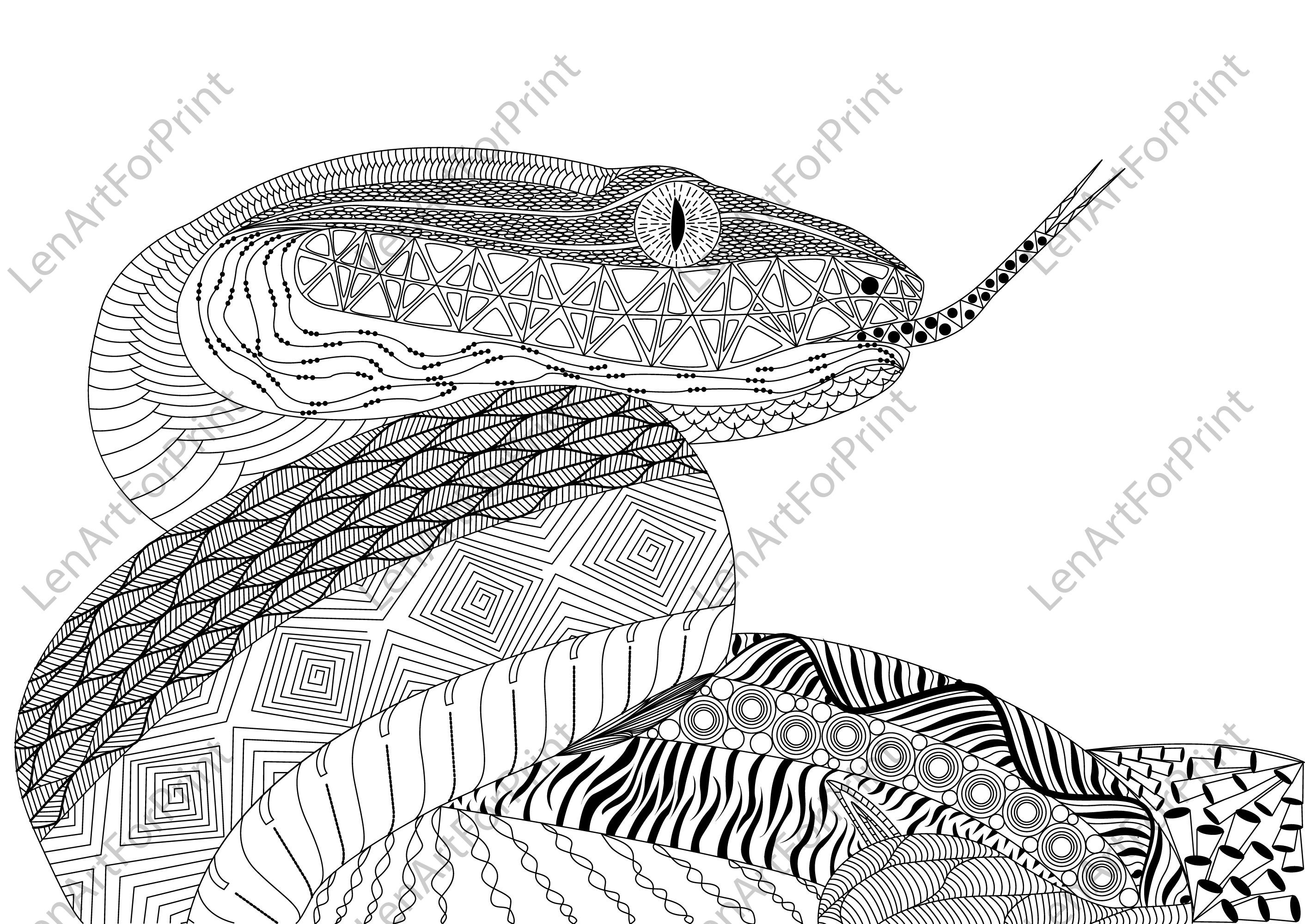 Schlange Zentangle Svg Mandala Schlange Svg Zenart Farbe für | Etsy