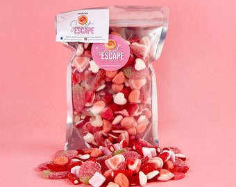 sweet pouch, red themed sweet pouch , pick and mix sweets,  sweet box, pick and mix sweets,  letter box sweets,