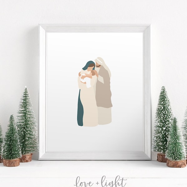 PRINTED Nativity Prints | 5x7 8x10 11x14 Holy Family Print Modern Catholic Print Saint Print Card Catholic Christmas Wall Art Nativity Print