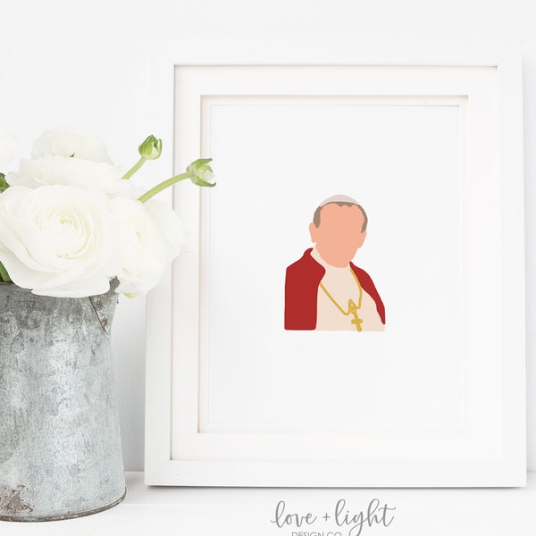 John Paul II Printable | JPII Printable Catholic Wall Art Catholic Gift Catholic Printable Pope John Paul II Print Saint John Paul 2 Decor