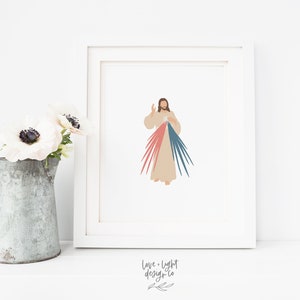 PRINTED Divine Mercy Jesus Printable Jesus Drawing Divine Mercy Jesus ...